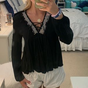 cute black long sleeve top